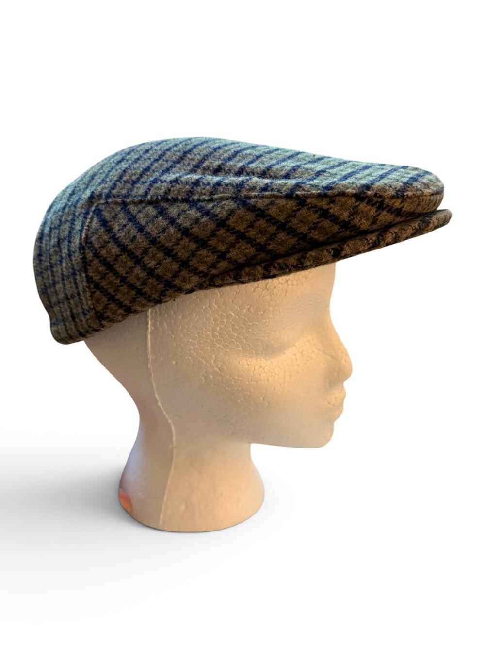 Kooringal Australia Plaid Flat Cap Newsboy Driving Hat Brown Blue 59cm Men’s